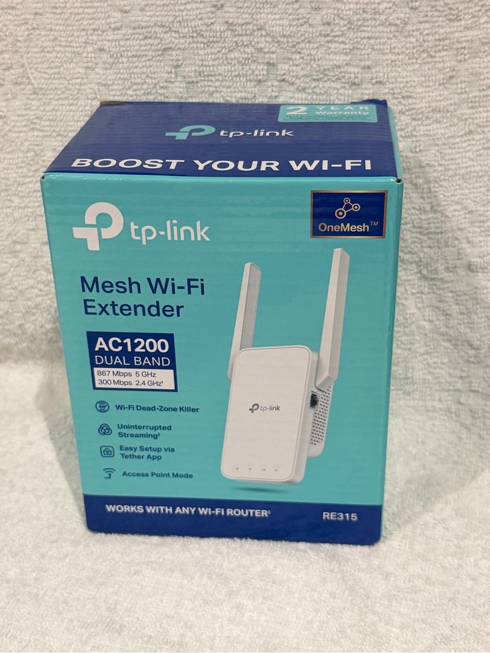 TP-Link White Mesh Wi‑Fi Extender AC1200 RE315